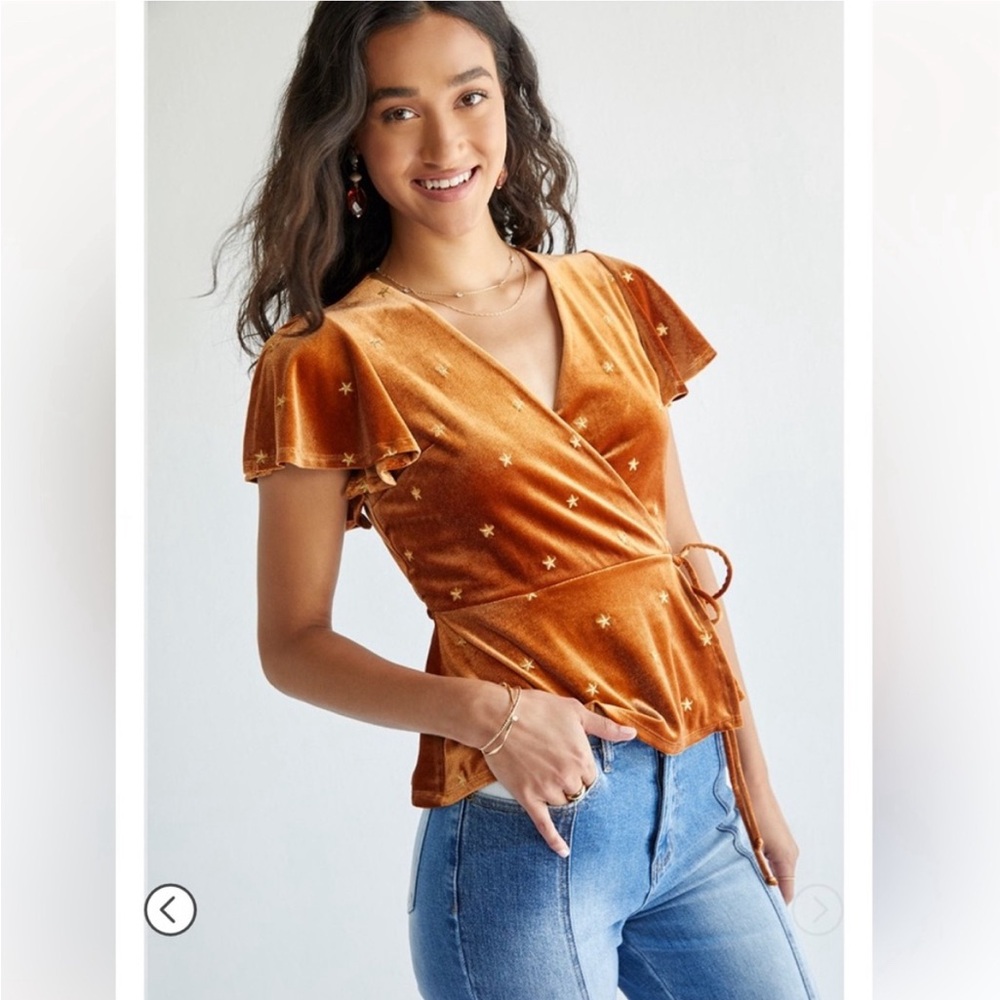 NWT Velvet Wrap Blouse